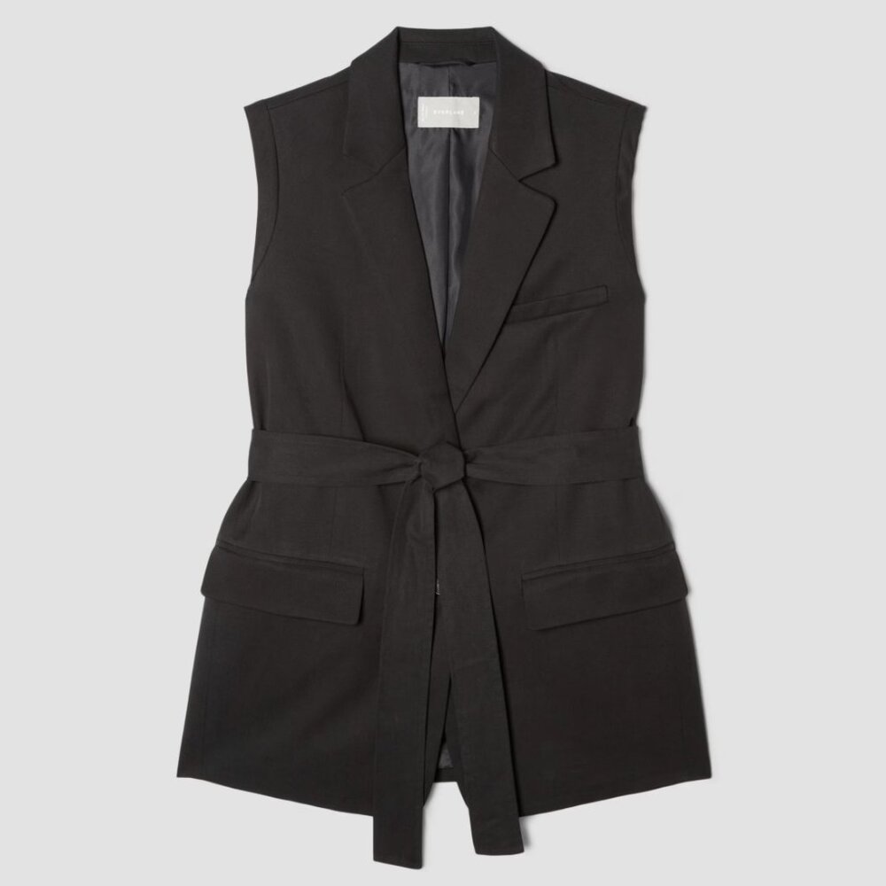 Everlane Black Sleeveless Belted Blazer